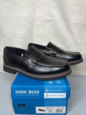 Nunn Bush Oslo Moc Toe Penny Loafers Black Mens Size 10